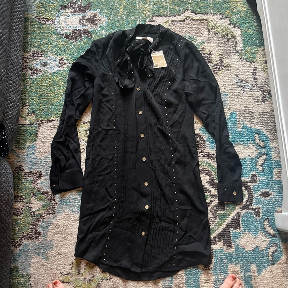 New 100% silk Michael Kors black dress with studs - Picture 2 of 8